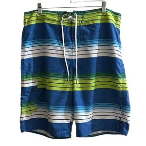 O’NEILL Striped Swim Trunks Board Shorts Pocket Men SZ 36